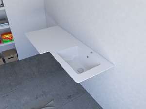 BONK Unitop Sink Basin with Right Bowl 141x51/63,8 cm Matte White