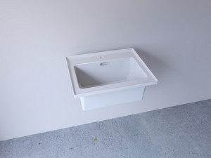 Waschtrog halbeinbau BONK 61x51 aus Keramik Weiß glänzend