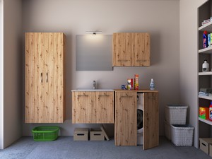 Meuble lave-linge 2 portes BONK chêne à nœuds