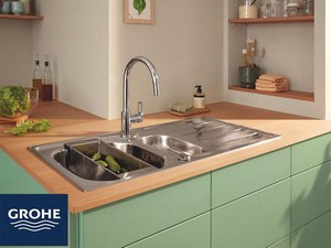 Mitigeur cuisine Grohe® Startloop, bec haut, chromé, avec douchette extractible