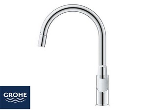 Mitigeur cuisine Grohe® Startloop, bec haut, chromé, avec douchette extractible