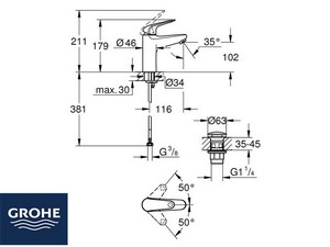 Einhebel-Waschtischmischer Größe M Grohe® Swift Chom