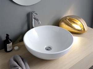 Lavabo avec colonne LE CIOTOLE Ø50xH88 cm céramique blanc brillant