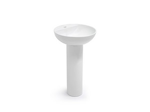Lavabo avec colonne LE CIOTOLE Ø50xH88 cm avec trou mitigeur céramique blanc brillant