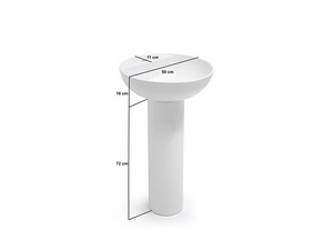 Lavabo avec colonne LE CIOTOLE Ø50xH88 cm avec trou mitigeur céramique blanc brillant