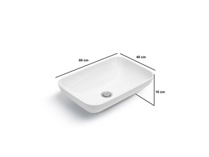 Le Ciotole rectangular design washbasin cm 60x40xH16 in Polished White Ceramic
