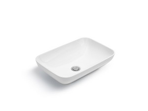 Waschbecken Le Ciotole, rechteckiges Design, 60x40x16 cm, aus glänzend weißer Keramik  