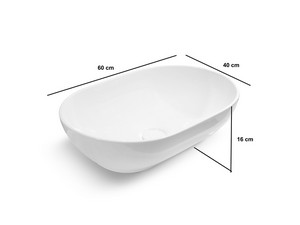 Waschbecken Le Ciotole, ovales Design, 60x40xH 16 cm, aus glänzend weißer Keramik  