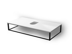 Console IL PIANO 100x50 cm en métal noir mat et plan en céramique blanc brillant