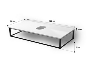 Console IL PIANO 100x50 cm en métal noir mat et plan en céramique blanc brillant