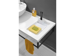 Console IL PIANO 100x46 cm en métal noir mat et plan en céramique blanc brillant