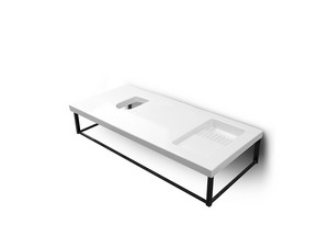 Console IL PIANO 100x46 cm en métal noir mat et plan en céramique blanc brillant