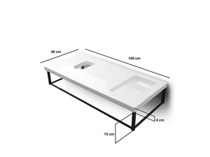 Console IL PIANO 100x46 cm en métal noir mat et plan en céramique blanc brillant