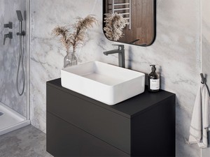 Mitigeur de lavabo haut Blur sans bonde en PVD titane