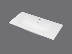 Meuble salle de bains gain de place MAREA 80 P38 cm 2 tiroirs avec lavabo en résine blanc brillant