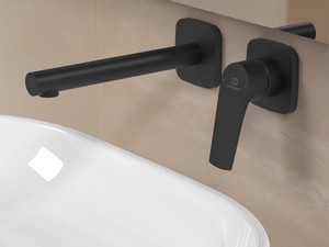 Mitigeur de lavabo mural Ceralife C monocommande noir soie