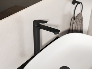 Mitigeur de lavabo haut Ceralife O monocommande noir soie