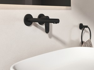 Mitigeur de lavabo mural Ceralife O monocommande noir soie