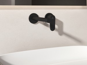 Mitigeur de lavabo mural Ceralife O monocommande noir soie