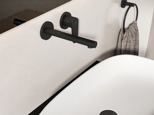 Mitigeur de lavabo mural Ceralife O monocommande noir soie