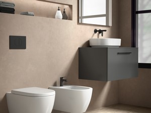 Mitigeur de lavabo mural Ceralife O monocommande noir soie