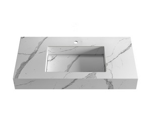 Profil Unitop Basin 100x49xH14 cm in Statuary Marble Effect Porcelain Stoneware