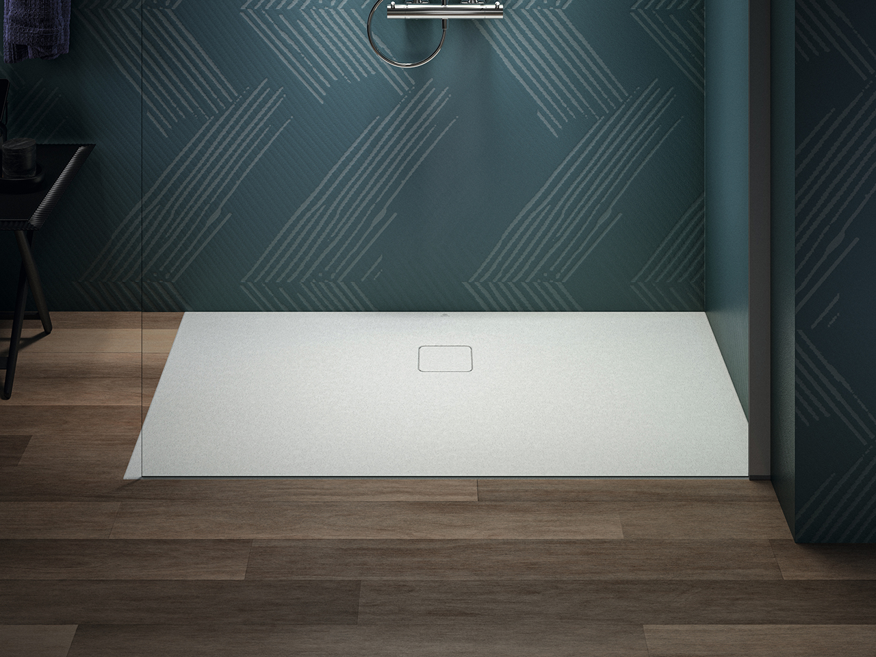 Receveur De Douche Mineral Marmo Resina OGOMONDO - Antidérapant, H3.5cm, 80x90cm - Marron
