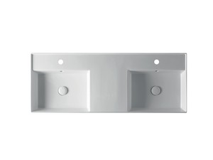 Lavabo Unitop Twenty double vasque 121x46 cm blanc brillant