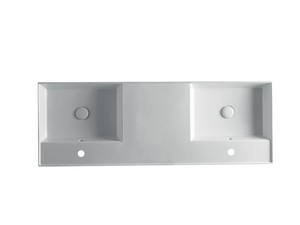 Lavabo Unitop Twenty double vasque 141x46 cm blanc brillant