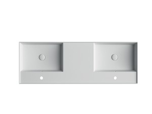 Lavabo Unitop Twenty double vasque 141x46 cm blanc mat