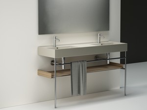 Lavabo Unitop Twenty double vasque 141x46 cm sable mat