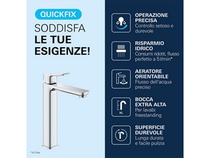 Mitigeur de lavabo taille XL Grohe® Dice avec bonde chrome