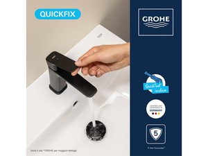 Mitigeur de lavabo taille M Grohe® Dice avec bonde noir mat