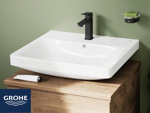 Mitigeur de lavabo taille M Grohe® Dice avec bonde noir mat