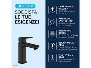 Mitigeur de lavabo taille M Grohe® Dice avec bonde noir mat