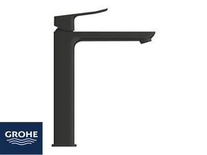 Mitigeur de lavabo taille XL Grohe® Dice avec bonde noir mat