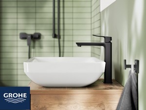 Mitigeur de lavabo taille XL Grohe® Dice avec bonde noir mat