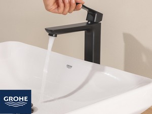 Mitigeur de lavabo taille XL Grohe® Dice avec bonde noir mat
