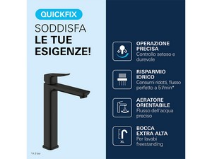Mitigeur de lavabo taille XL Grohe® Dice avec bonde noir mat