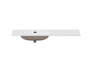 Waschbecken Smart Unitop 121x46,5 cm mit Becken links aus Keramik Weiß glänzend
