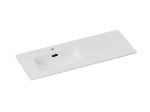 Waschbecken Smart Unitop 121x46,5 cm mit Becken links aus Keramik Weiß glänzend