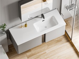 Lavabo Smart Unitop 121x46,5 cm vasque droite en céramique blanc brillant