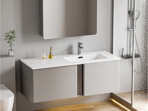 Lavabo Smart Unitop 121x46,5 cm vasque droite en céramique blanc brillant