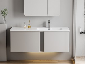 Lavabo Smart Unitop 121x46,5 cm vasque droite en céramique blanc brillant