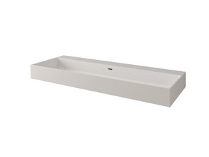 Meuble salle de bains FARO 120 cm à poser cannelé vert mat et lavabo Unitop en résine blanc mat