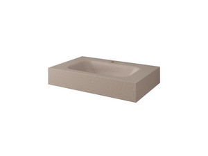 Meuble salle de bains FARO à poser 70 cm cannelé bleu mat et lavabo Unitop en HPL quartzite clair