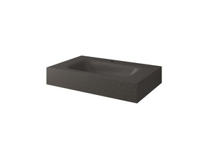 Meuble salle de bains FARO à poser 70 cm cannelé vert mat et lavabo Unitop en HPL quartzite foncé