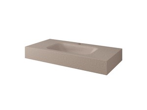 Meuble salle de bains FARO 90 cm à poser cannelé noyer mat et lavabo Unitop en HPL quartzite clair