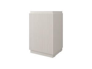 Meuble salle de bains FARO à poser 50 cm cannelé blanc mat et lavabo Unitop en HPL Quartzite clair