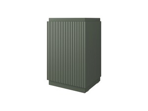 Meuble salle de bains FARO à poser 50 cm cannelé vert mat et lavabo Unitop en HPL Quartzite clair